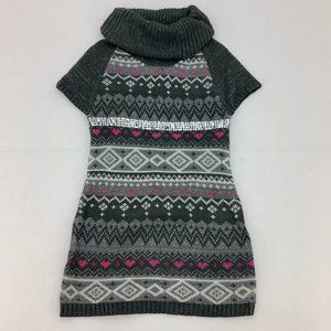 CRB | Girl's Turtleneck Knit Tunic | Grey & Pink | Medium